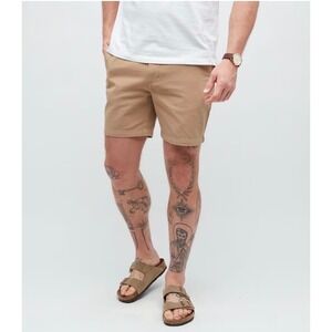 Line of Trade Mens The Weekend Twill Short Tan Khaki Chino Shorts Size 32